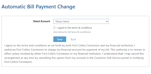 screenshot of self service portal