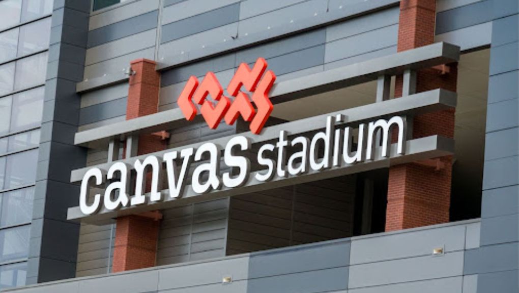 Canvas Stadium logo on the exterior of the stadium