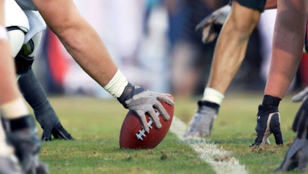 Close up of a football game happening on the field